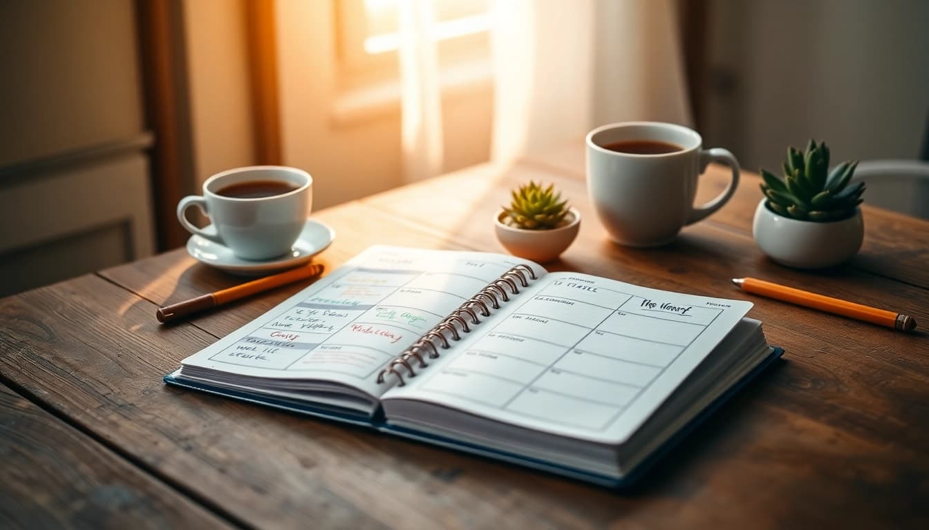 Get Your Free Planner Preview with an inviting planner setup on a rustic desk.