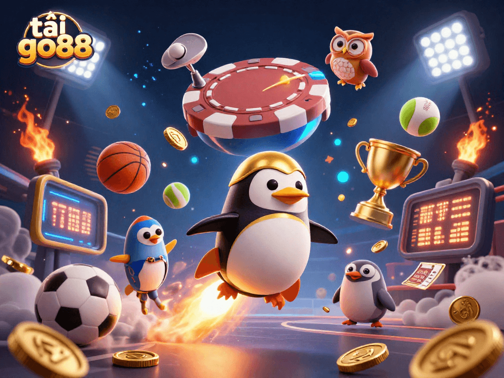 Experience dynamic casino excitement with tải go88 as a golden penguin soars to the stars.