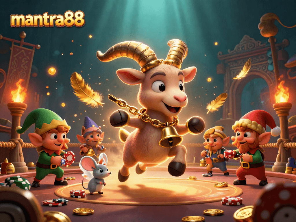 Experience the thrill of mantra88 with Krampus running a casino and playful characters in action.
