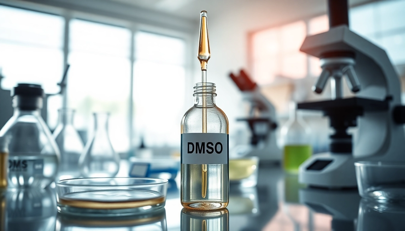 DMSO Store Inc showcasing pure Dimethyl Sulfoxide in a modern lab environment.