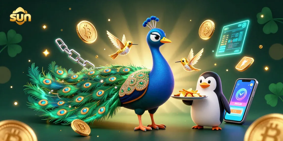 Engage with the sun and vibrant playing elements in an animated digital casino scene.