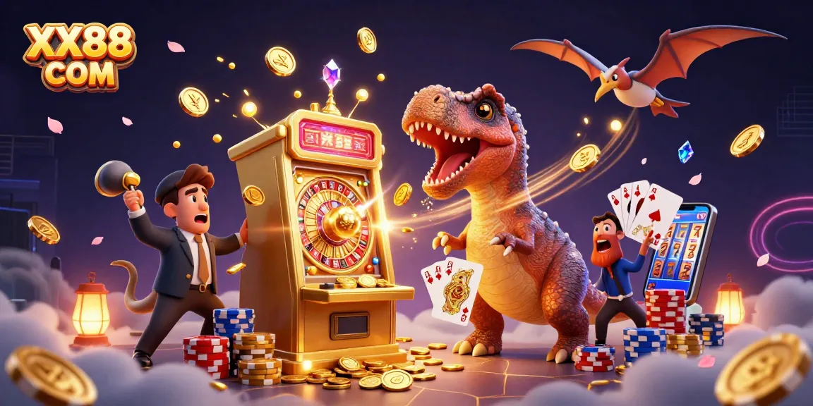 Experience the thrill of winning at XX88 COM with a vibrant casino scene bursting with action.