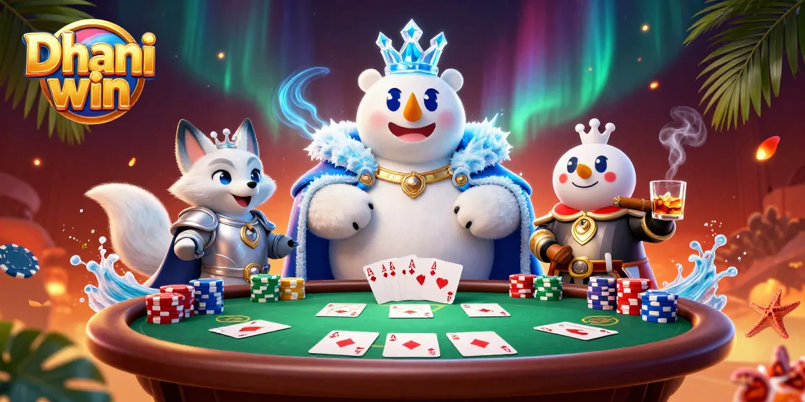 Dhani win players enjoying vibrant poker scene with colorful chips and cards