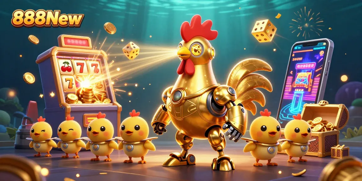 Experience thrilling gameplay with 888New in a vibrant scene of winning jackpots and exciting casino elements.