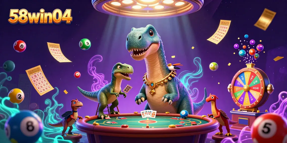 Experience thrilling gaming at 58win04's dynamic casino featuring cartoon characters and vibrant game elements.
