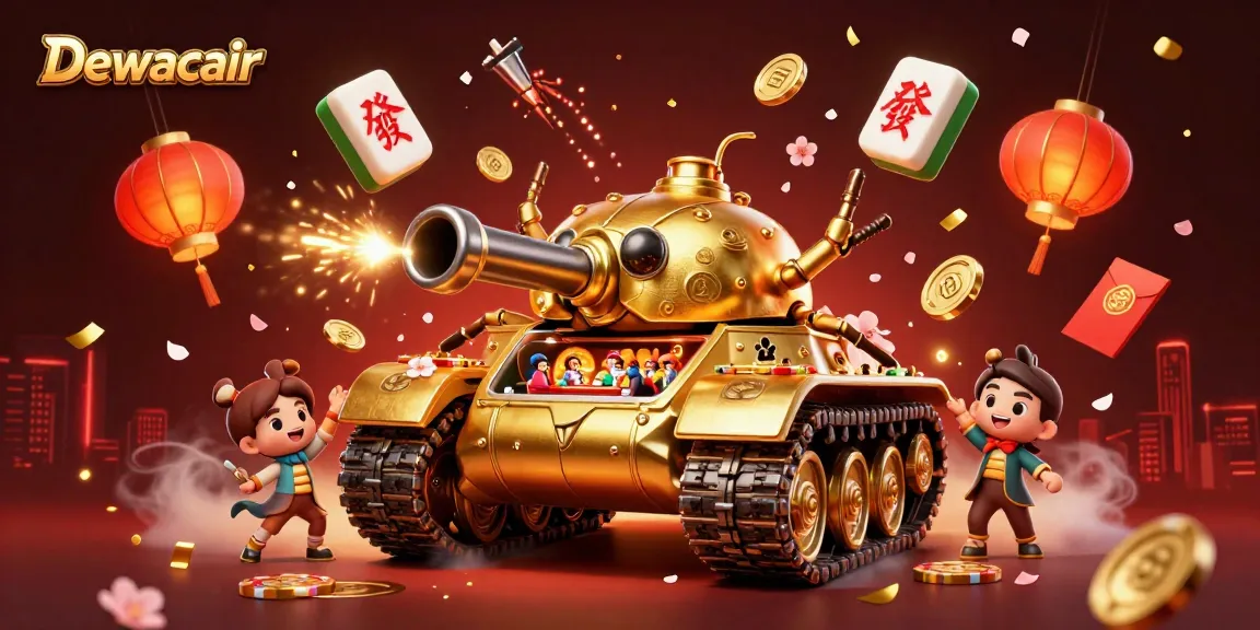 Dewacair introduces a vibrant 3D casino scene featuring a golden beetle tank, playful lanterns, and dynamic game elements.