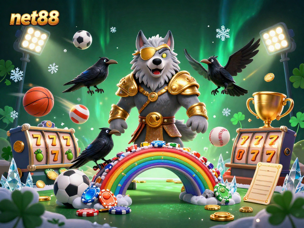 net88 players discovering winning spins in a vibrant 3D casino scene artwork.