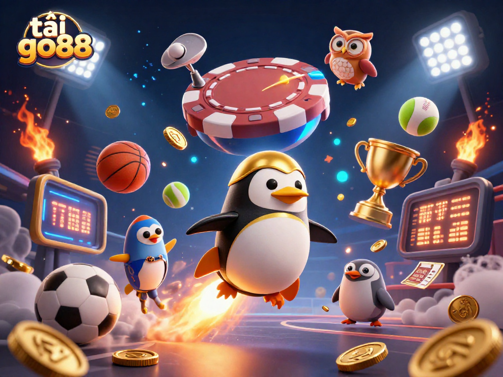 Experience dynamic casino excitement with tải go88 as a golden penguin soars to the stars.