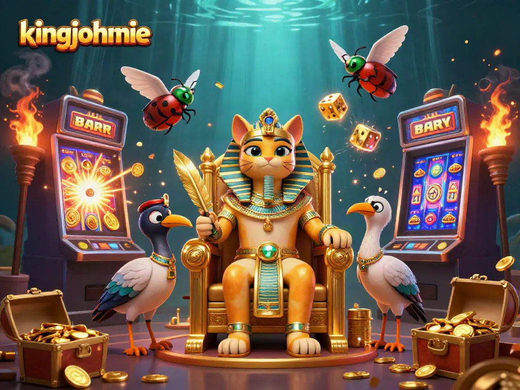 Spin big wins with kingjohnnie in this dynamic casino-themed illustration.