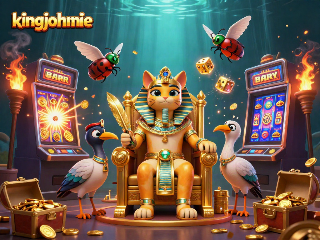 Spin big wins with kingjohnnie in this dynamic casino-themed illustration.