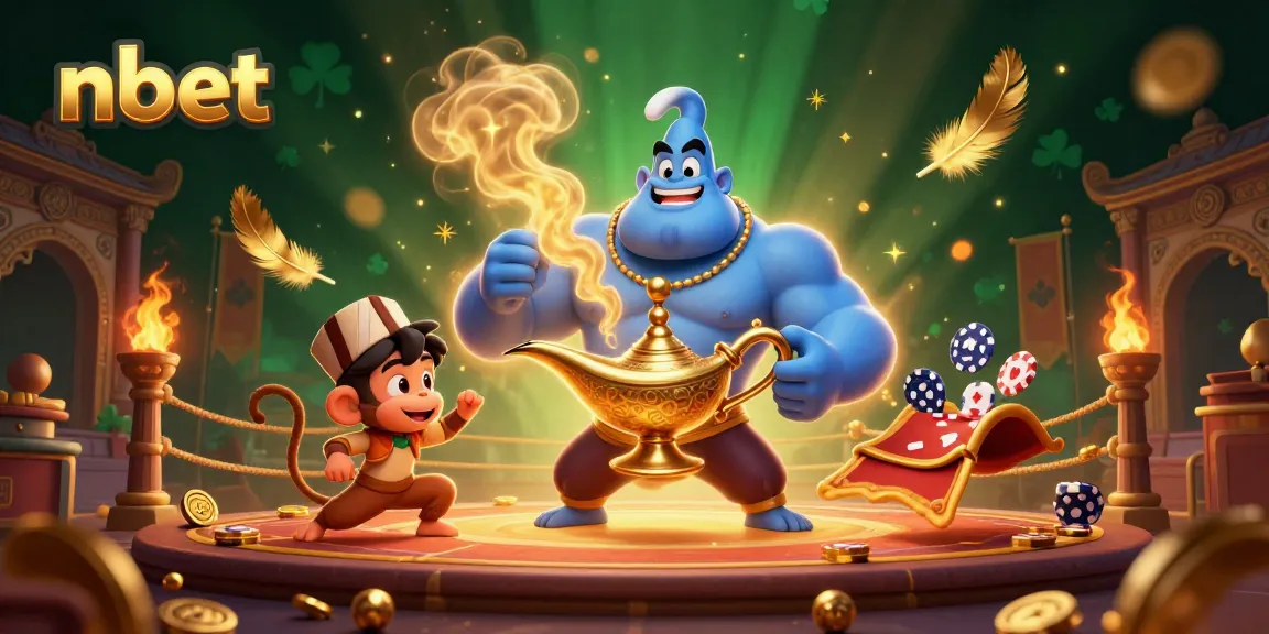 Experience captivating nbet casino action with a vibrant 3D genie and magic elements.