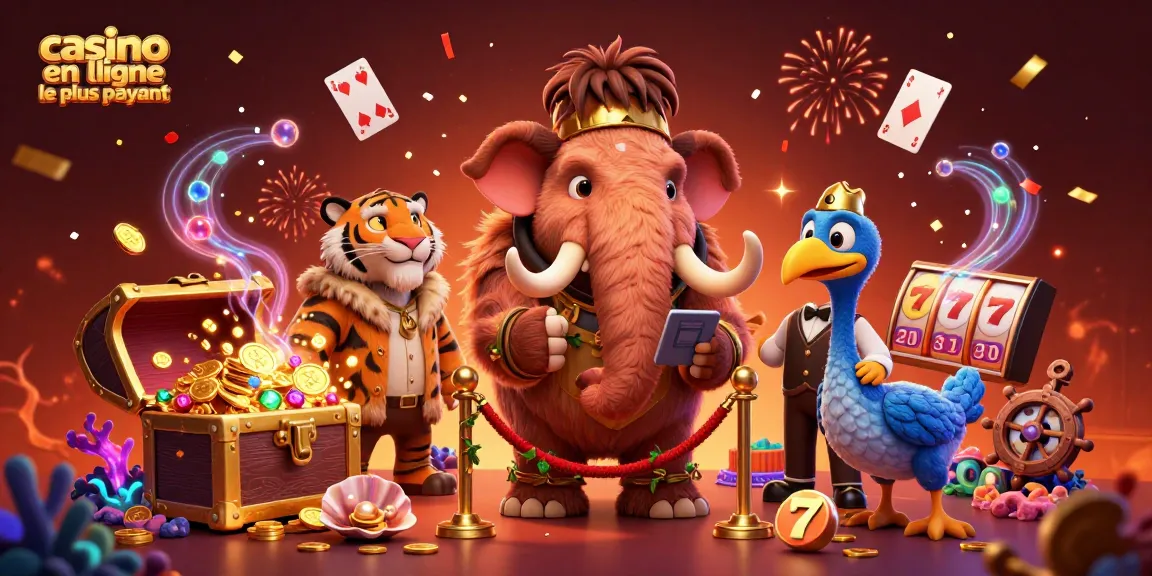 Illustration dynamique de l'univers des jeux, mettant en avant le casino en ligne le plus payant avec des personnages emblématiques et un décor de casino captivant.