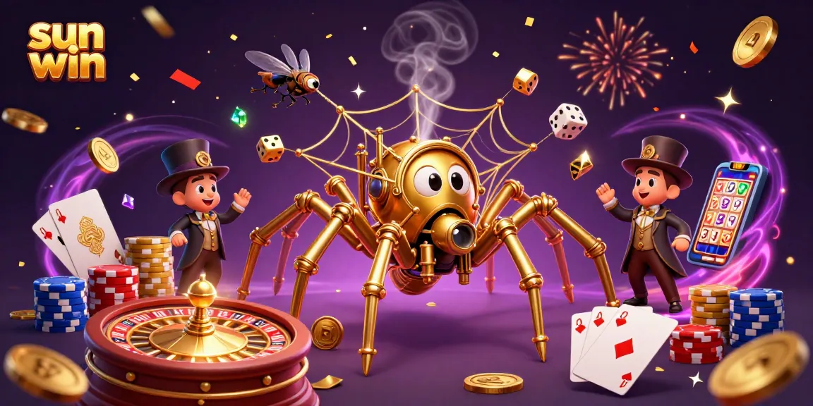 Engage with sun win's thrilling golden spider webbing colorful casino excitement and rewards.