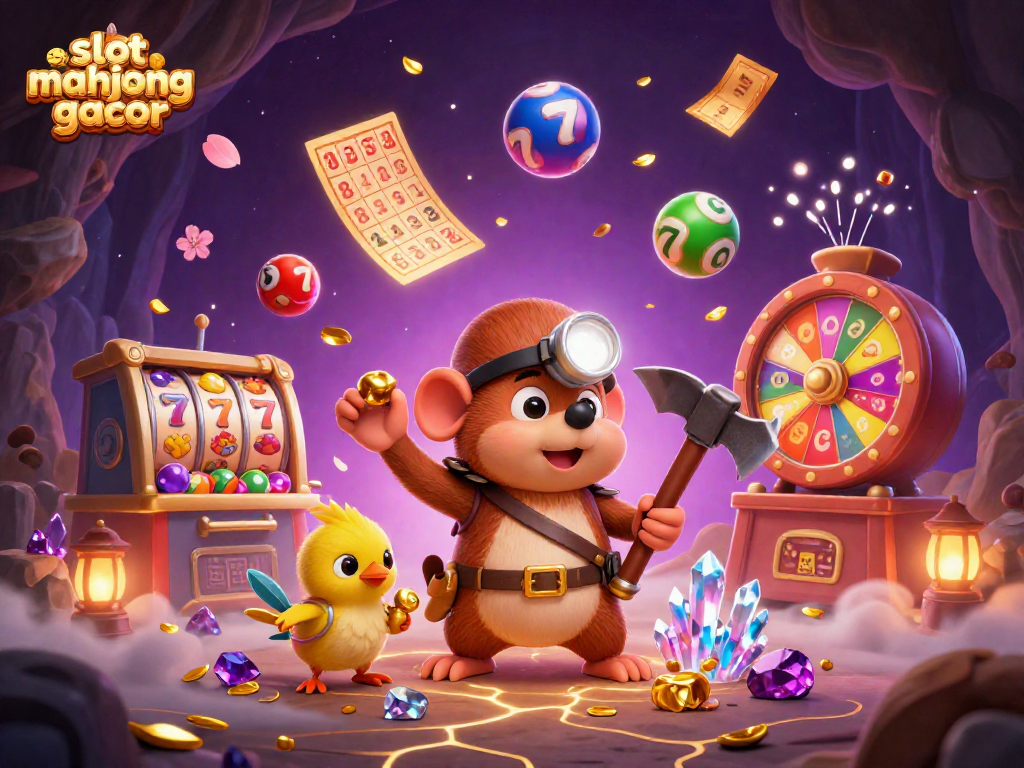 Experience the thrill of slot mahjong gacor with vibrant elements and dynamic action in an illustrative casino scene.