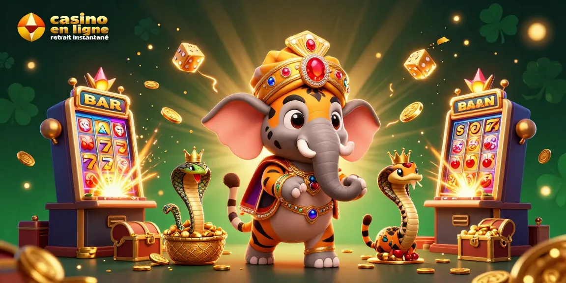 Jouez avec le jeu casino en ligne retrait instantané illustré par un tigre indien et des machines à sous.