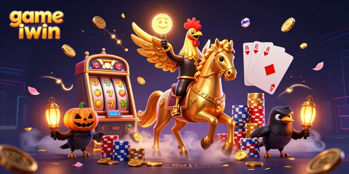 Experience thrilling moments with game iwin as a golden rooster heads into a midnight casino.