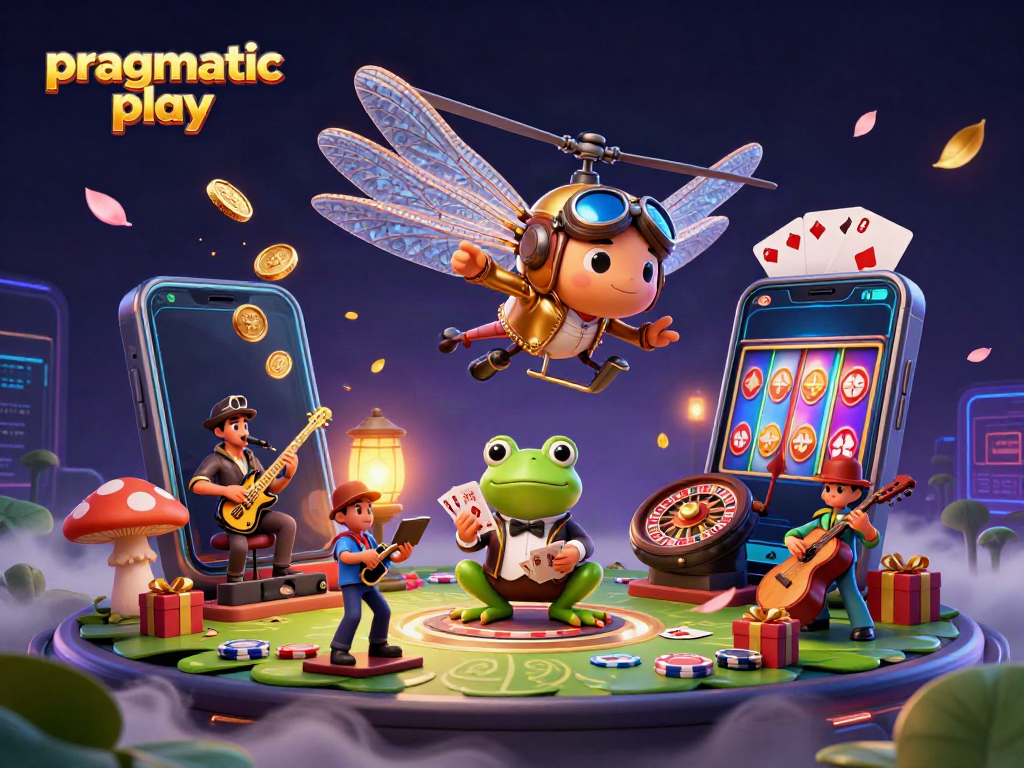 Memainkan game slot dengan Pragmatic Play pada kasino lily pad yang ramai dengan elemen fantastis.