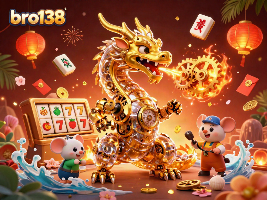 Experience thrilling gameplay at bro138 with dynamic slots, golden dragon, and festive elements.