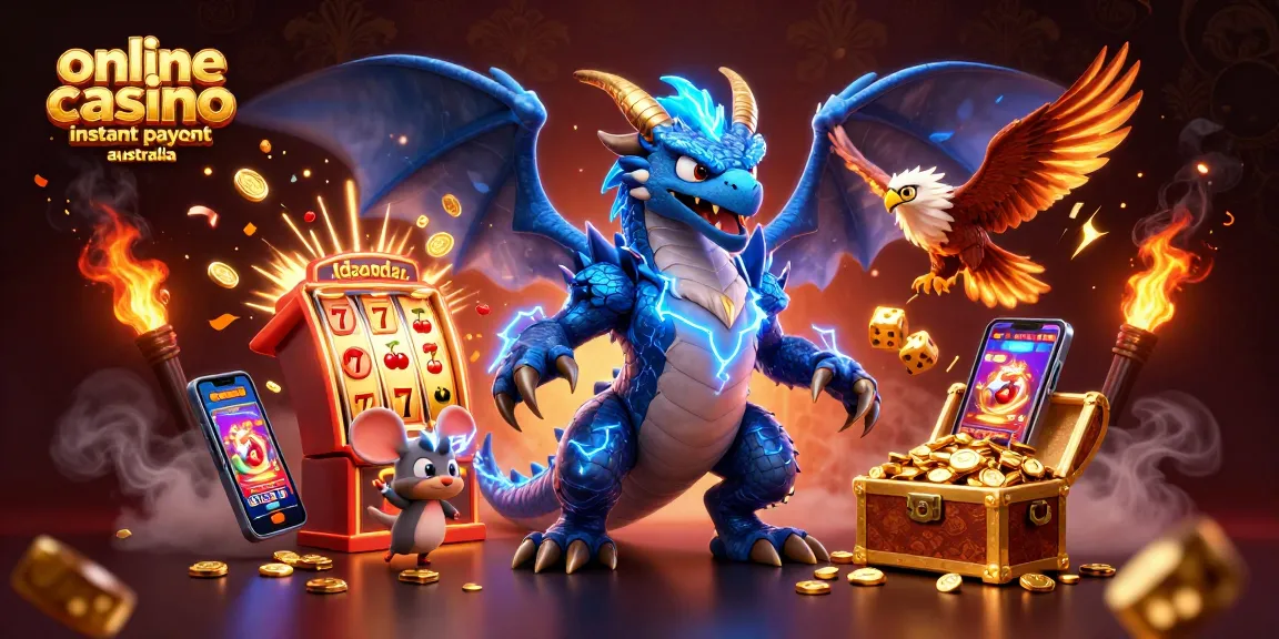 Experience thrilling wins at online casino instant payout Australia with this vibrant 3D illustration.