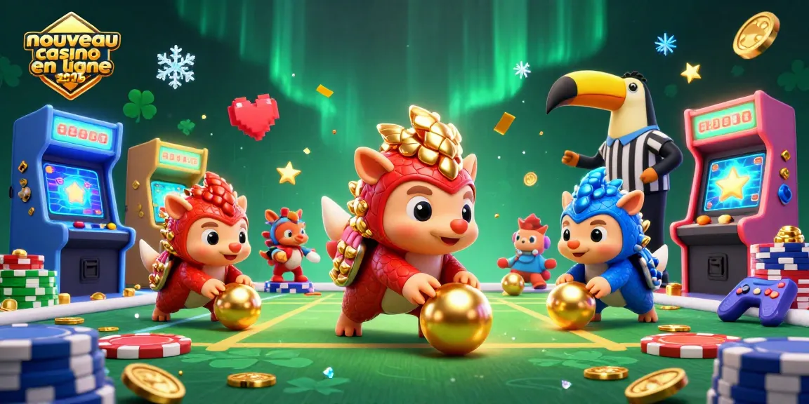 Ce nouveau casino en ligne 2026 présente des pangolins rivaux s'amusant avec des jetons de poker colorés.