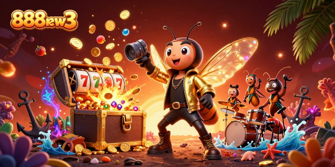 Experience the thrill of 888new3 with a 3D cyclonic casino scene full of vibrant characters and thrilling game elements.