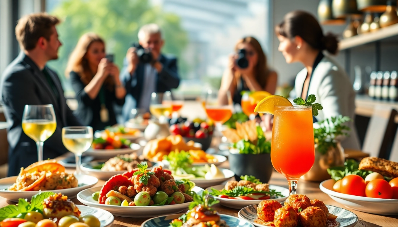 Engaging scene depicting a food and beverage PR agency Melbourne with professionals promoting culinary creations.
