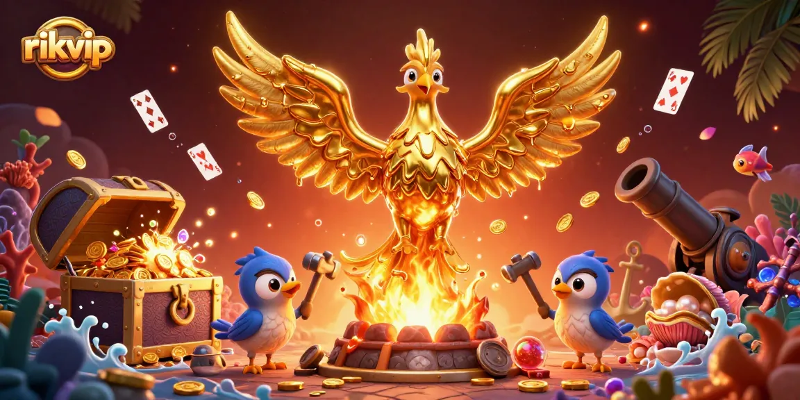 Experience thrilling gameplay at rikvip with molten golden phoenix and casino treasures!