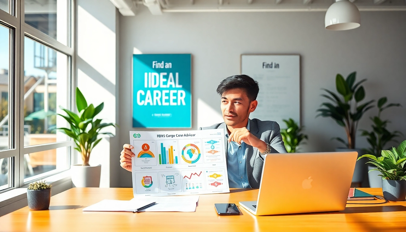 Professional analyzing charts and documents about Ideal Career options at a bright office.