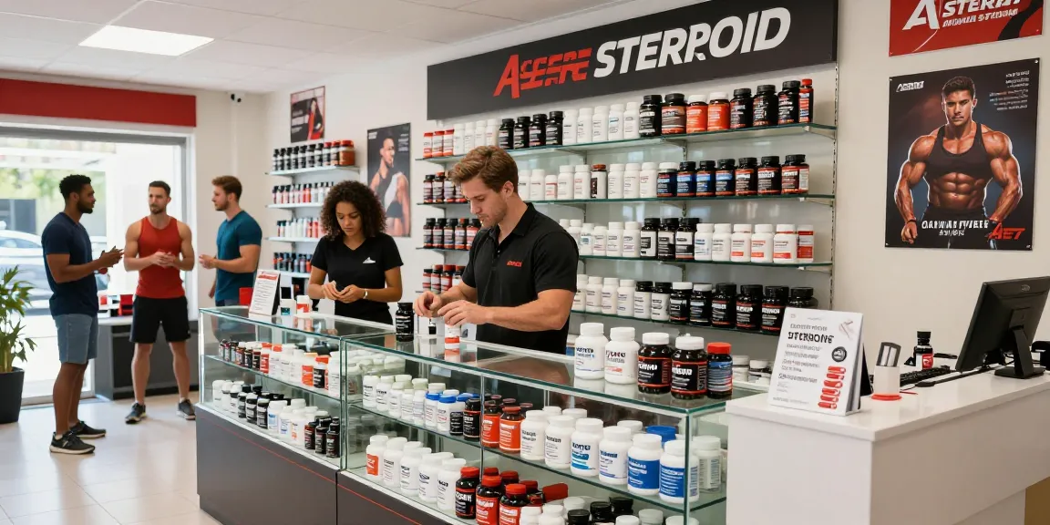 Astera Steroid Shop's vibrant display of anabolic steroids, SARMs, and peptides promoting health and fitness.