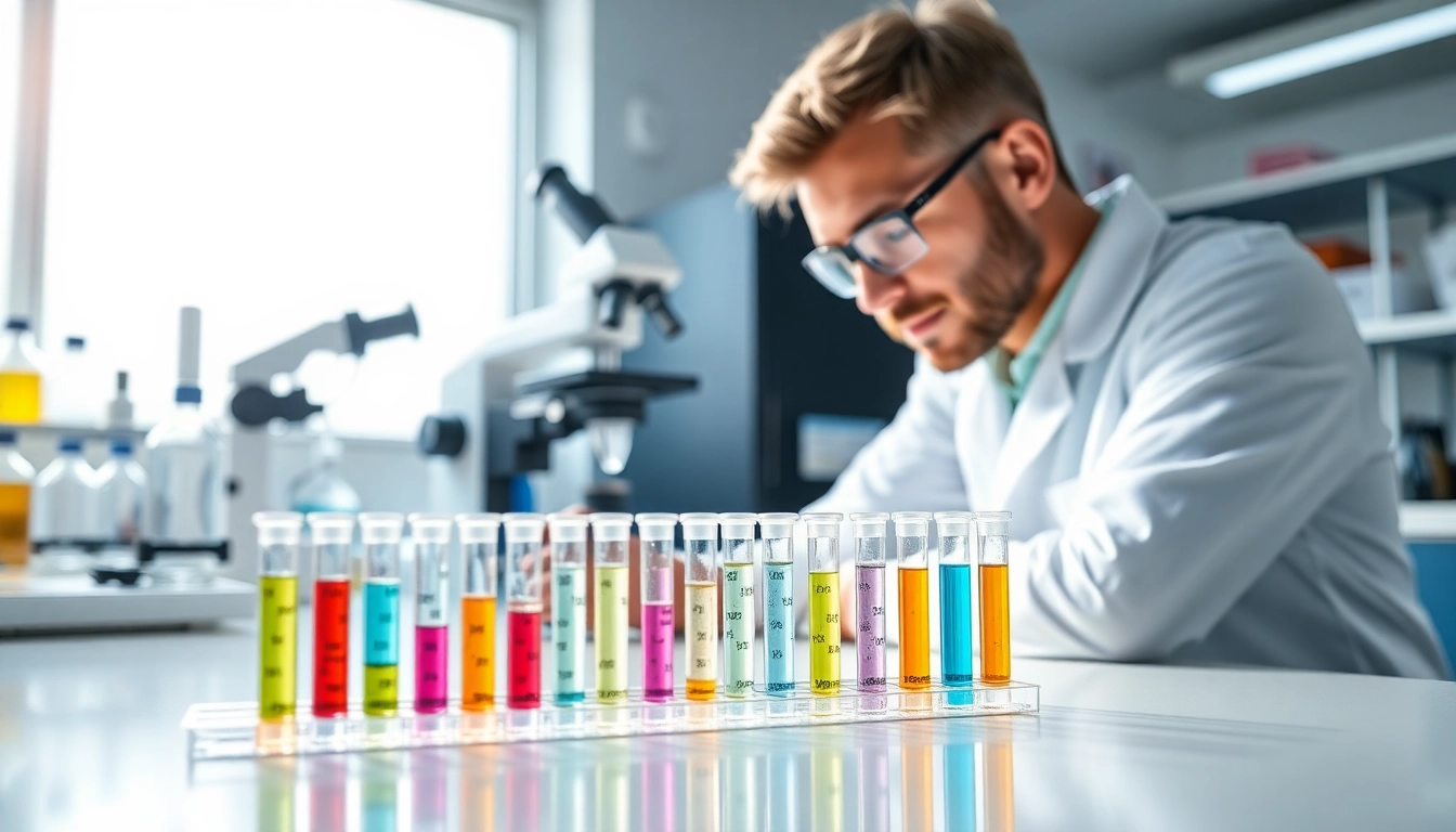 Analyzing compound purity peptides in a professional laboratory setting.