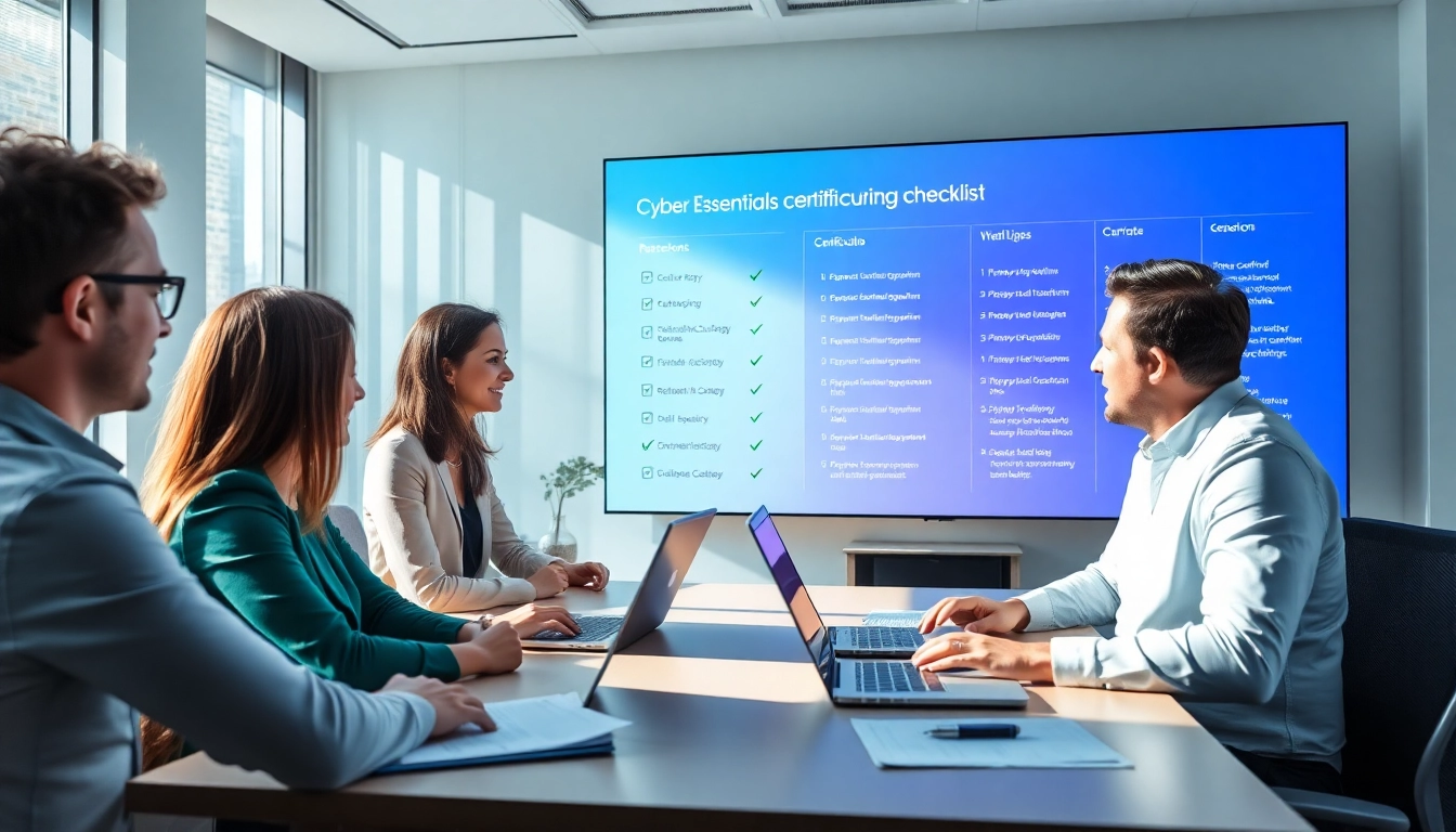 Learn how to get cyber essentials certified through a professional team in an engaging office setting.