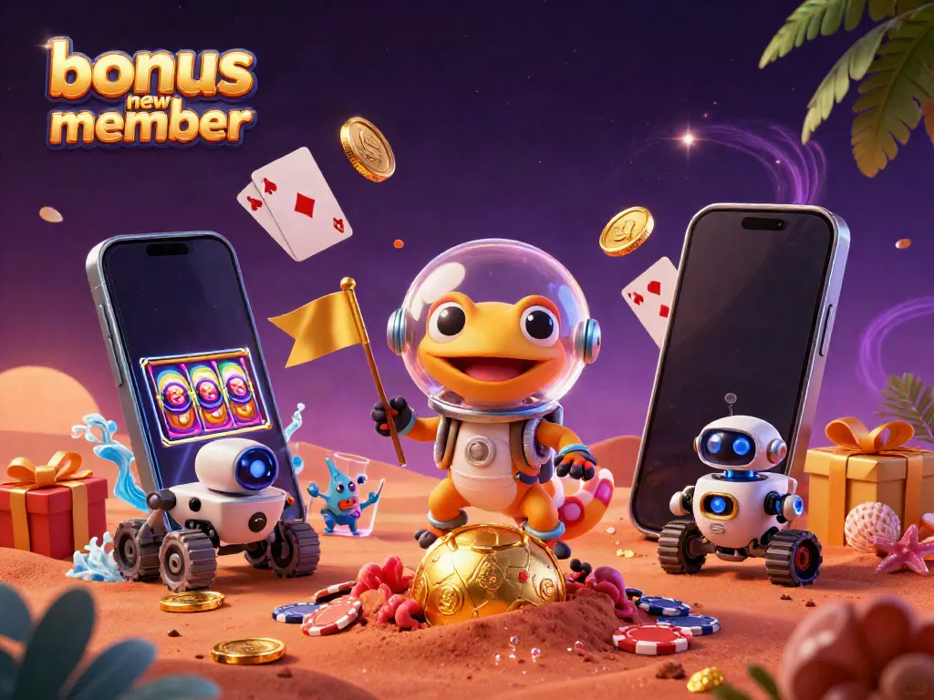 Engage with the bonus new member casino adventure featuring a Martian gecko and gold coins erupting