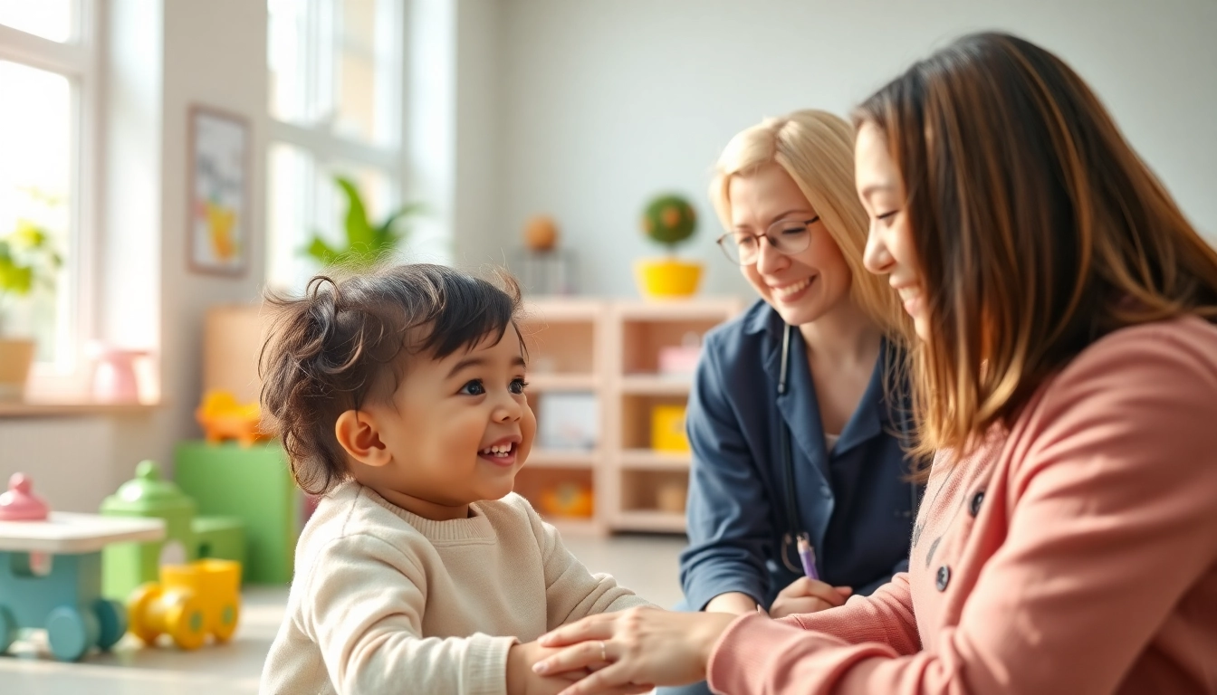 Engaging ABA therapy in Novi session with therapist and child in a colorful clinic.