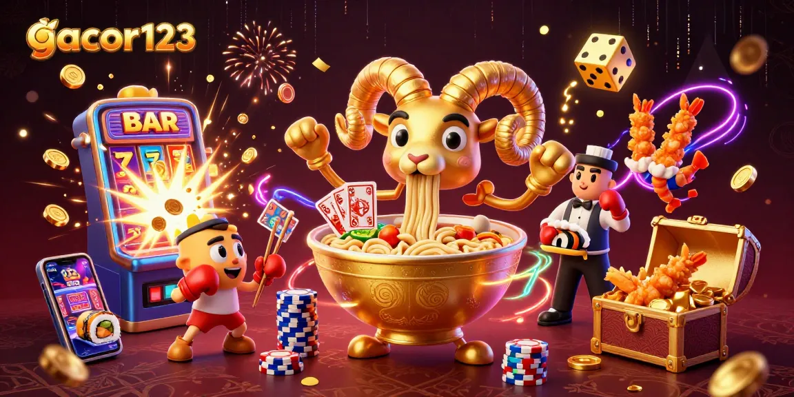 Engage with gacor123’s thrilling slot experience amid vibrant casino elements and jackpot excitement.