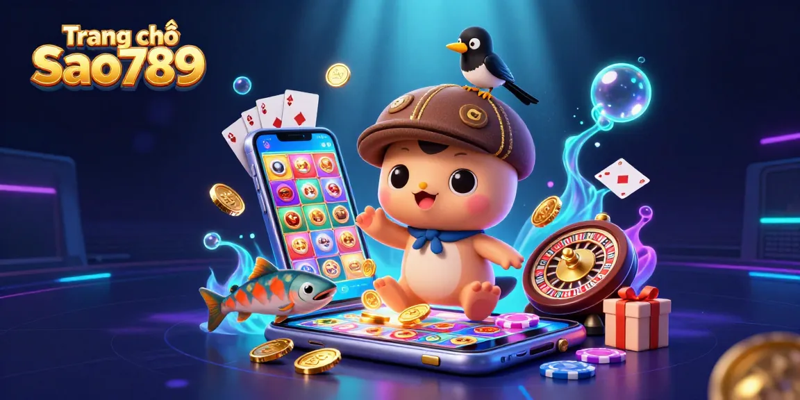 Engage with immersive gaming at Trang chủ Sao789 featuring playful characters and dynamic casino elements