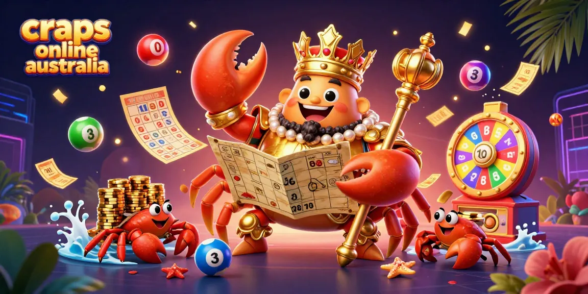 Experience thrilling craps online in Australia with a vibrant 3D illustration of a golden crab emperor.
