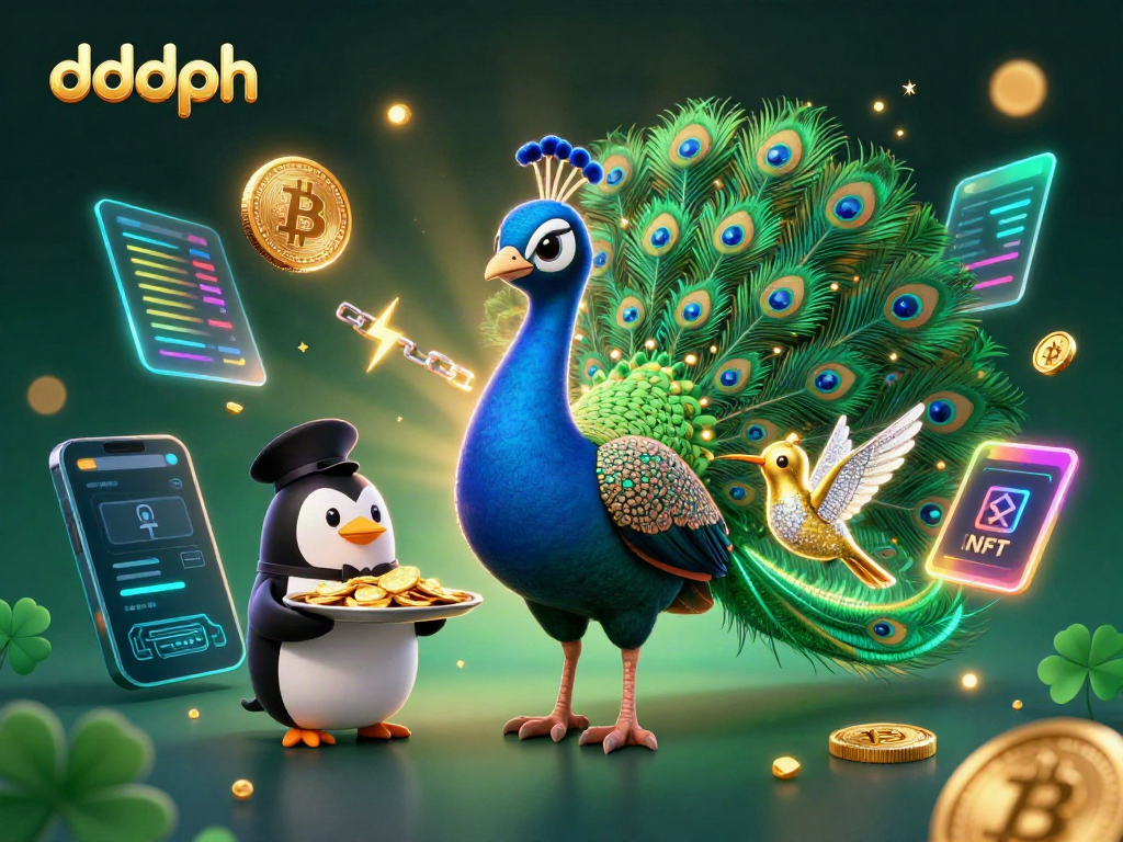 Experience exhilarating gameplay with dddph's vibrant casino scene featuring a majestic peacock and lively characters.