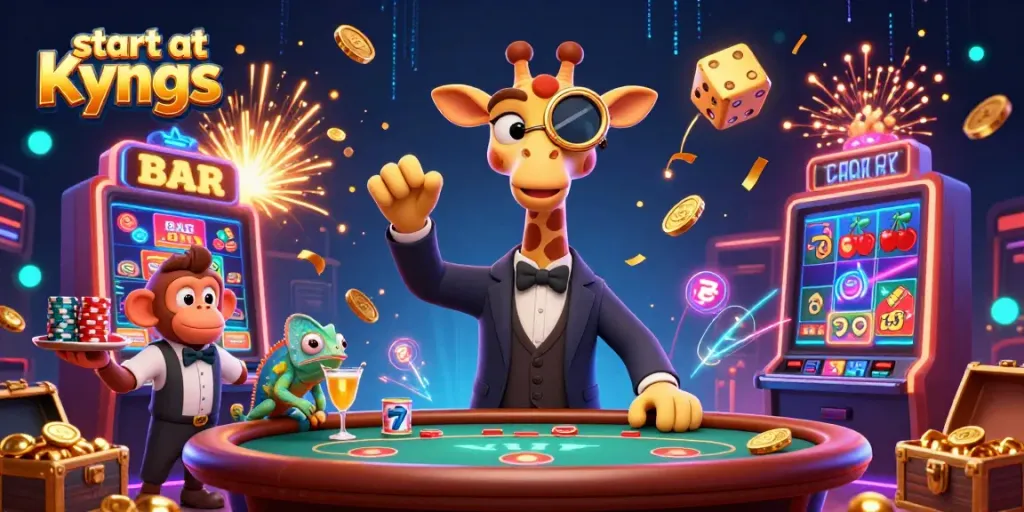 Experience the thrill and excitement of gameplay that starts at Kyngs Casino with high-stakes characters.