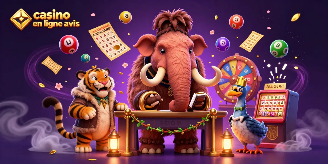 Les avis de casino en ligne révèlent la magie d'un mammouth devant un casino animé.