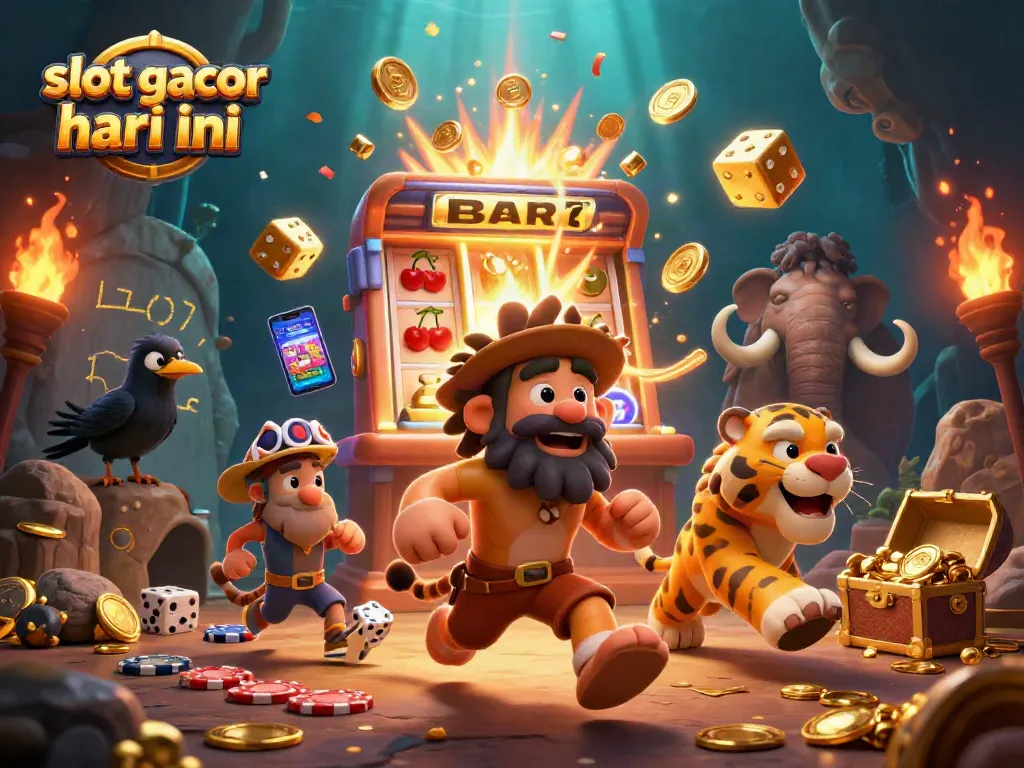 Experience the excitement of slot gacor hari ini with a vibrant 3D cartoon casino illustration featuring a dynamic duo.