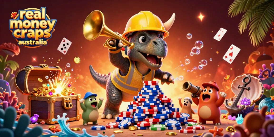 Celebrate real money craps australia with animated dinosaurs building poker chip pyramids underwater.