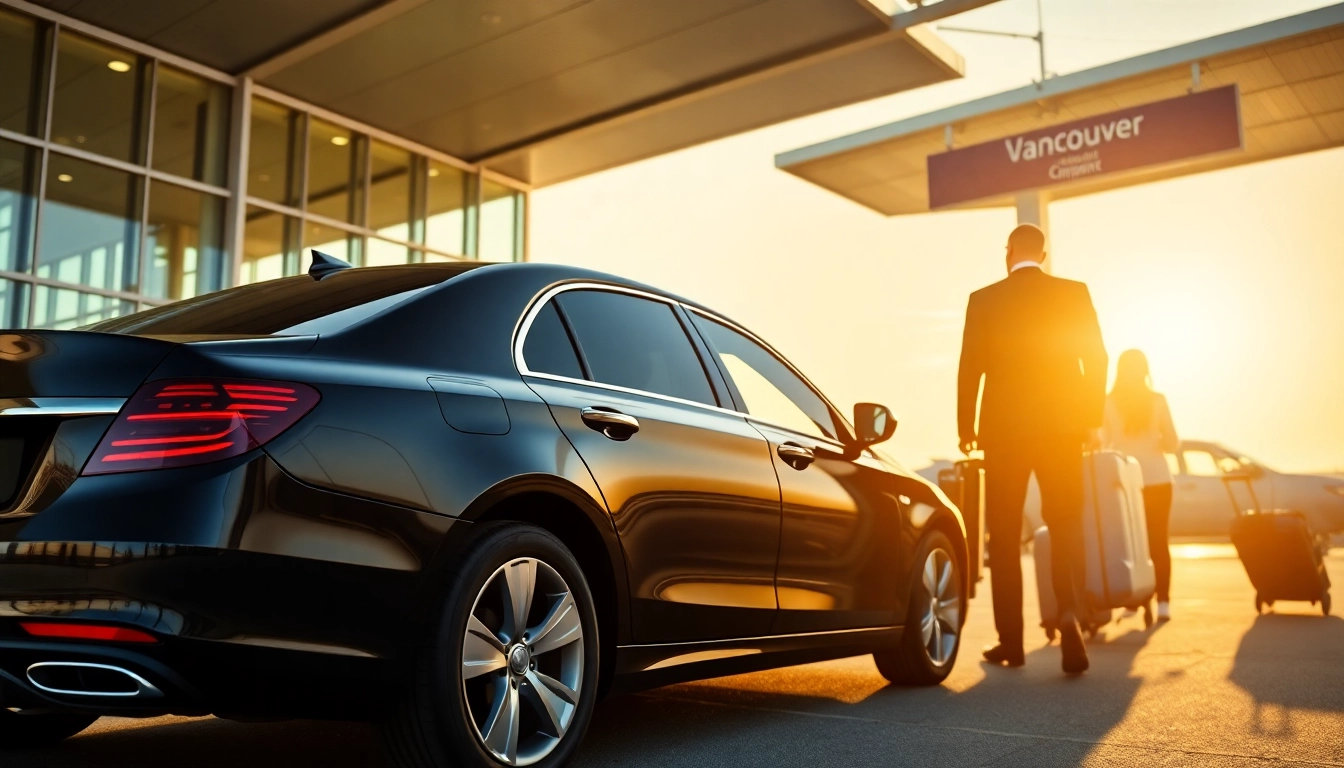 Car service vancouver airport featuring a sleek black sedan awaiting passengers at YVR terminal.