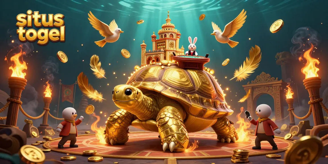 Experience the excitement of situs togel with a vibrant 3D casino scene featuring a golden tortoise.