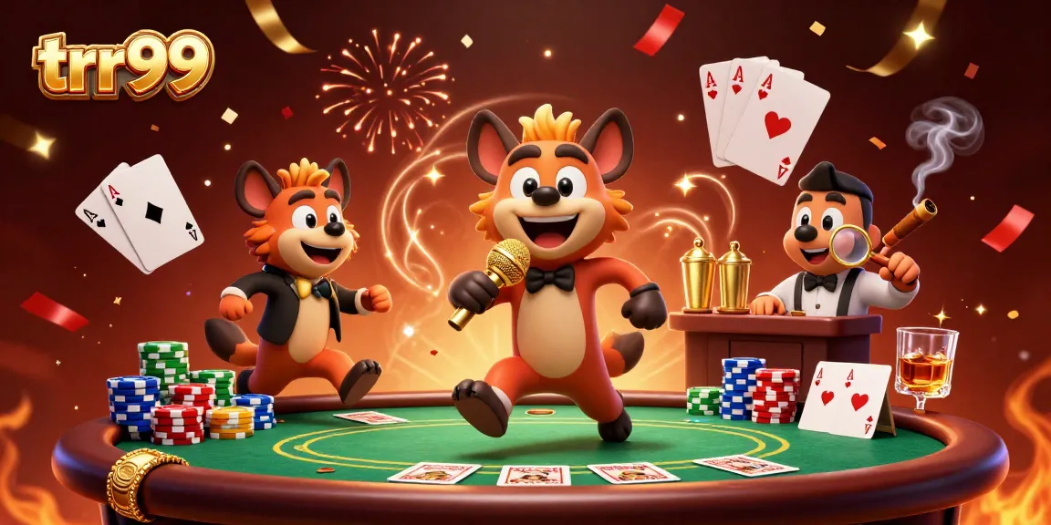 Experience the excitement of trr99 with hyenas in a vibrant casino setting showcasing poker elements.
