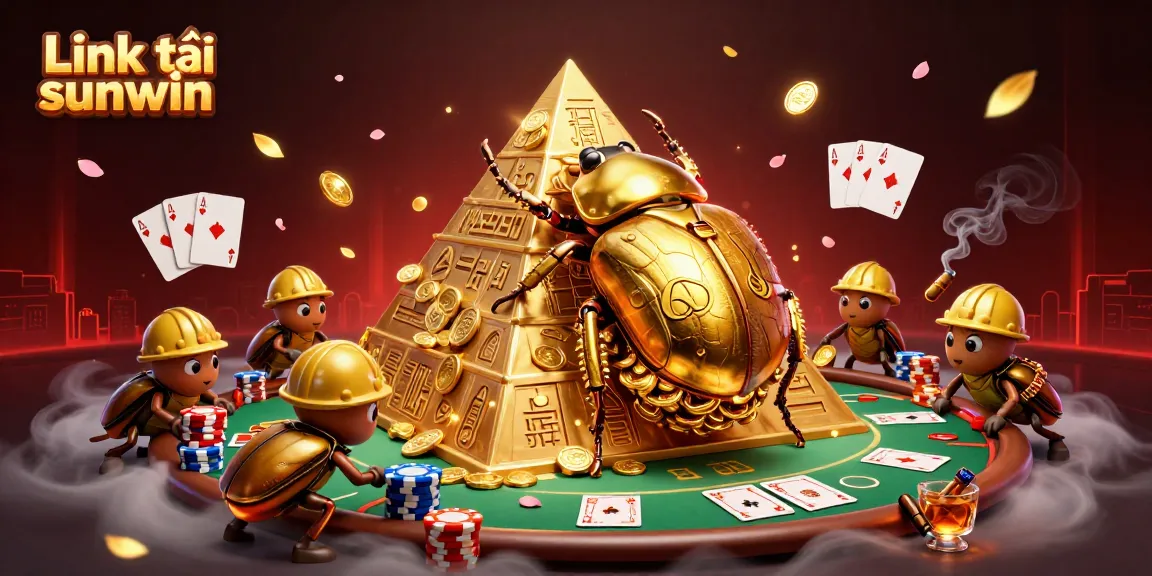 Engage with the thrilling Link tải sunwin gaming experience as golden beetles roll coins amid casino excitement.