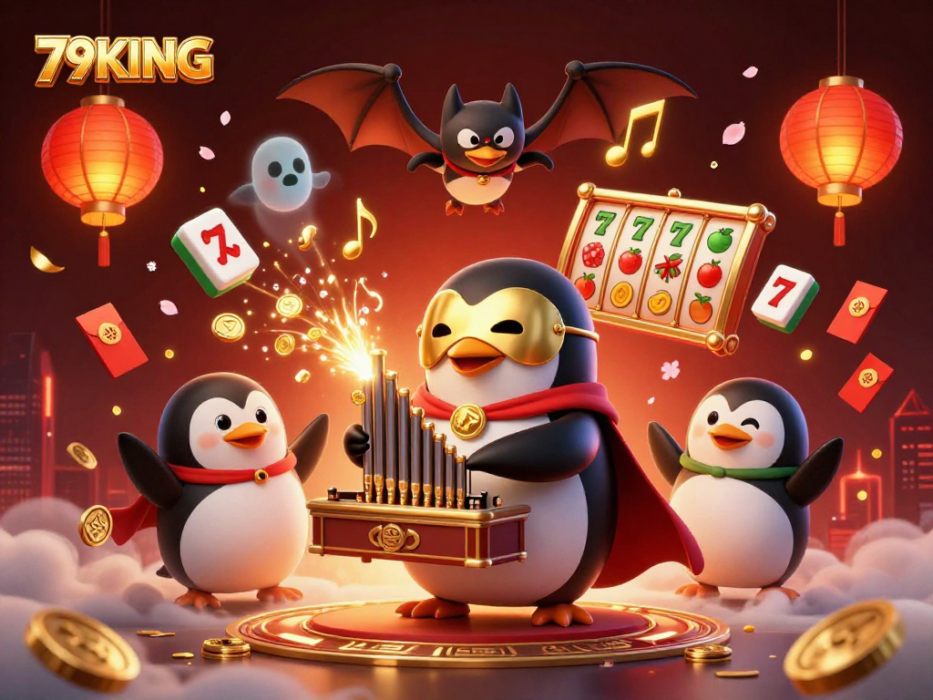 Experience the magic of 79KING with a vibrant 3D casino illustration featuring thrilling slot reels and enchanting characters.