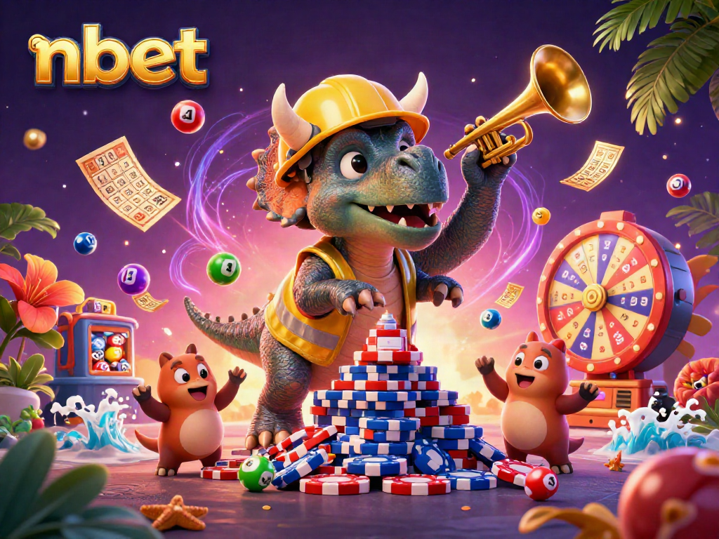 Experience nbet's vibrant casino scene with joyful characters and dynamic games elements.
