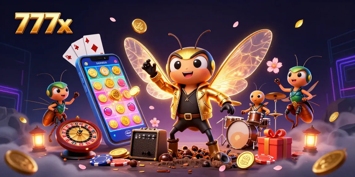 Experience the thrilling world of 777x with dynamic gambling elements and cartoon characters in action.