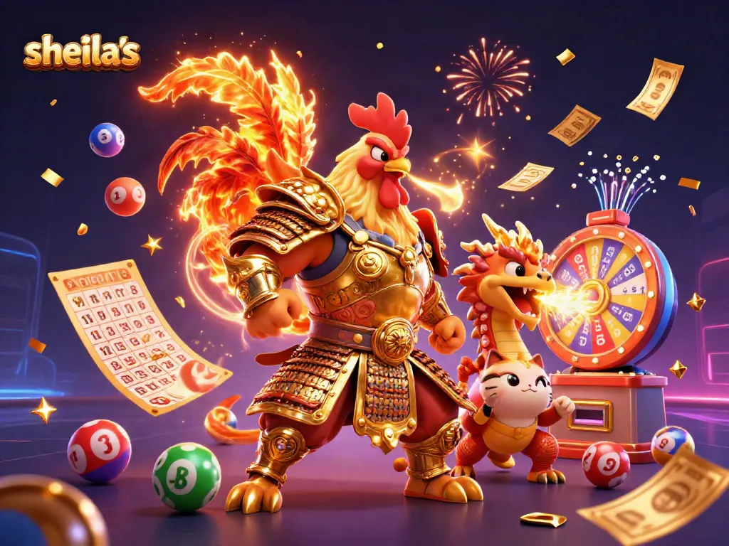 Experience Sheila's energetic gaming atmosphere with colorful lottery elements and unique characters.