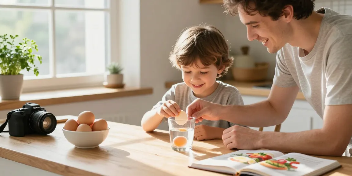 Panduan cara melakukan Egg Float Test Sumber pada telur di dapur dalam suasana cerah untuk memastikan kesegaran telur https://www.eggfloattest.com/contact.